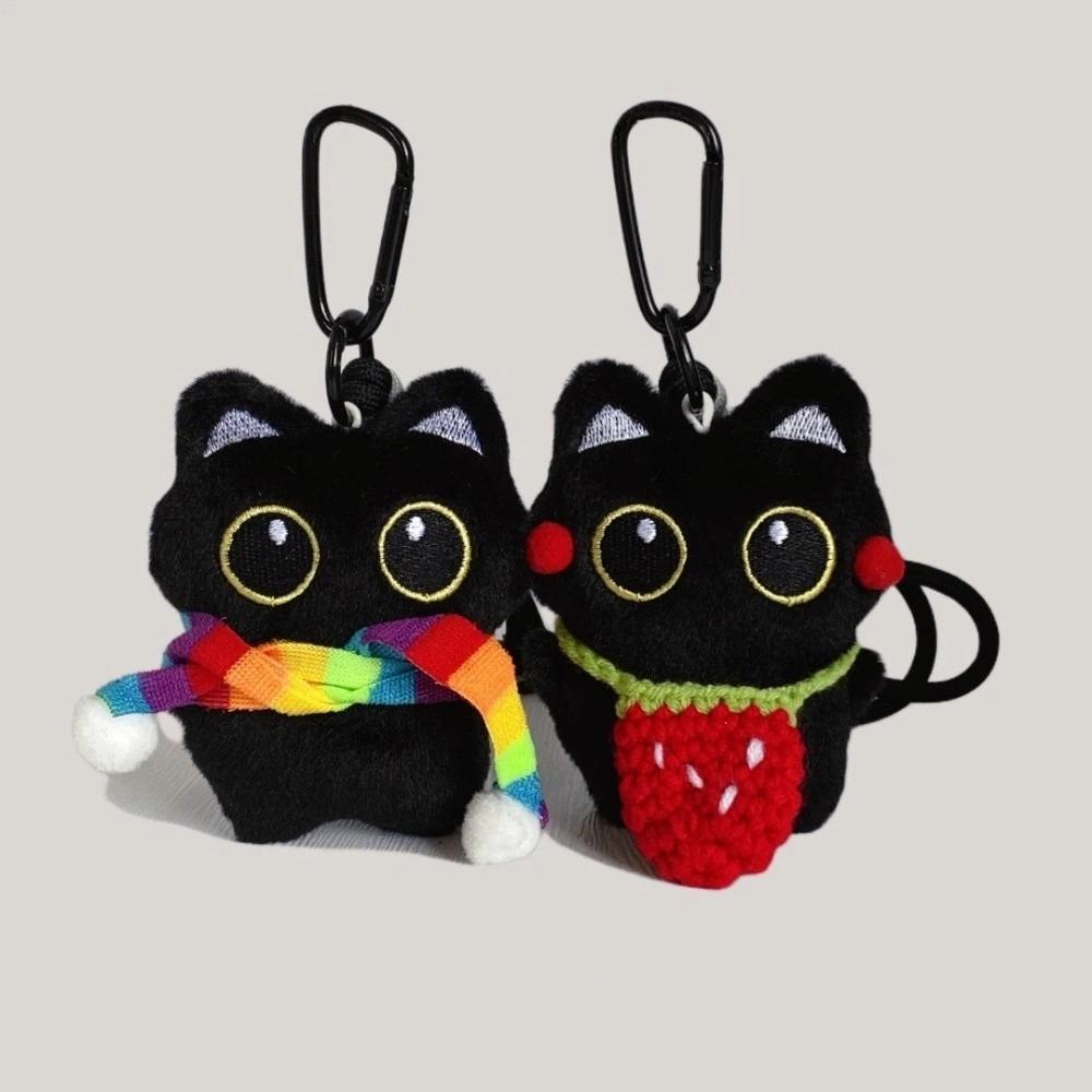 Cute Plush Toy Keychain Black Cat Car Key Ring New Doll Bag Pendant  Bag Accessories