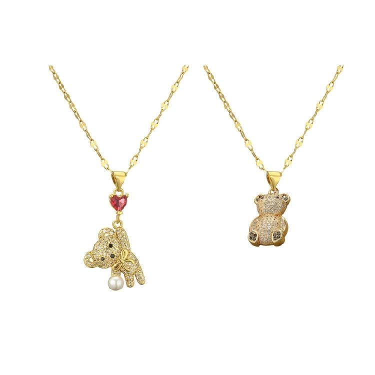 Simple Necklace Fashionable Bear Pendant Necklace Bear Neck Jewelry Perfect for Youthful Couple or Close Friend Present