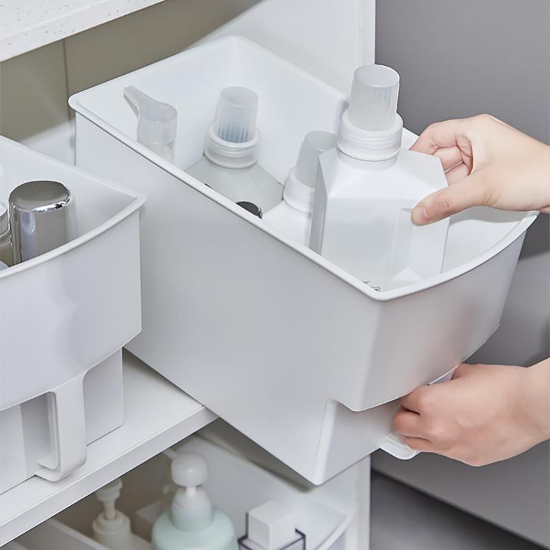 Cabinet Storage Box With Handle PP Plastic Organization Bin Multifunctional Drawer Container For Kitchen Bedroom
