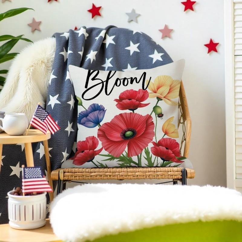 

New Small Fresh and Beautiful Linen Pillowcase Bedroom Sofa Bedside Plant Flower Cushion Cover Cushion Cover 45*45