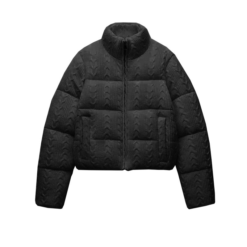 

Осень и Зима Новая Женская Одежда Французский Стиль Всепогодная Стойка Воротник Длинные Рукава Молния Короткая Хлопковая Куртка Куртка Верхняя Одежда 6318229 Black L