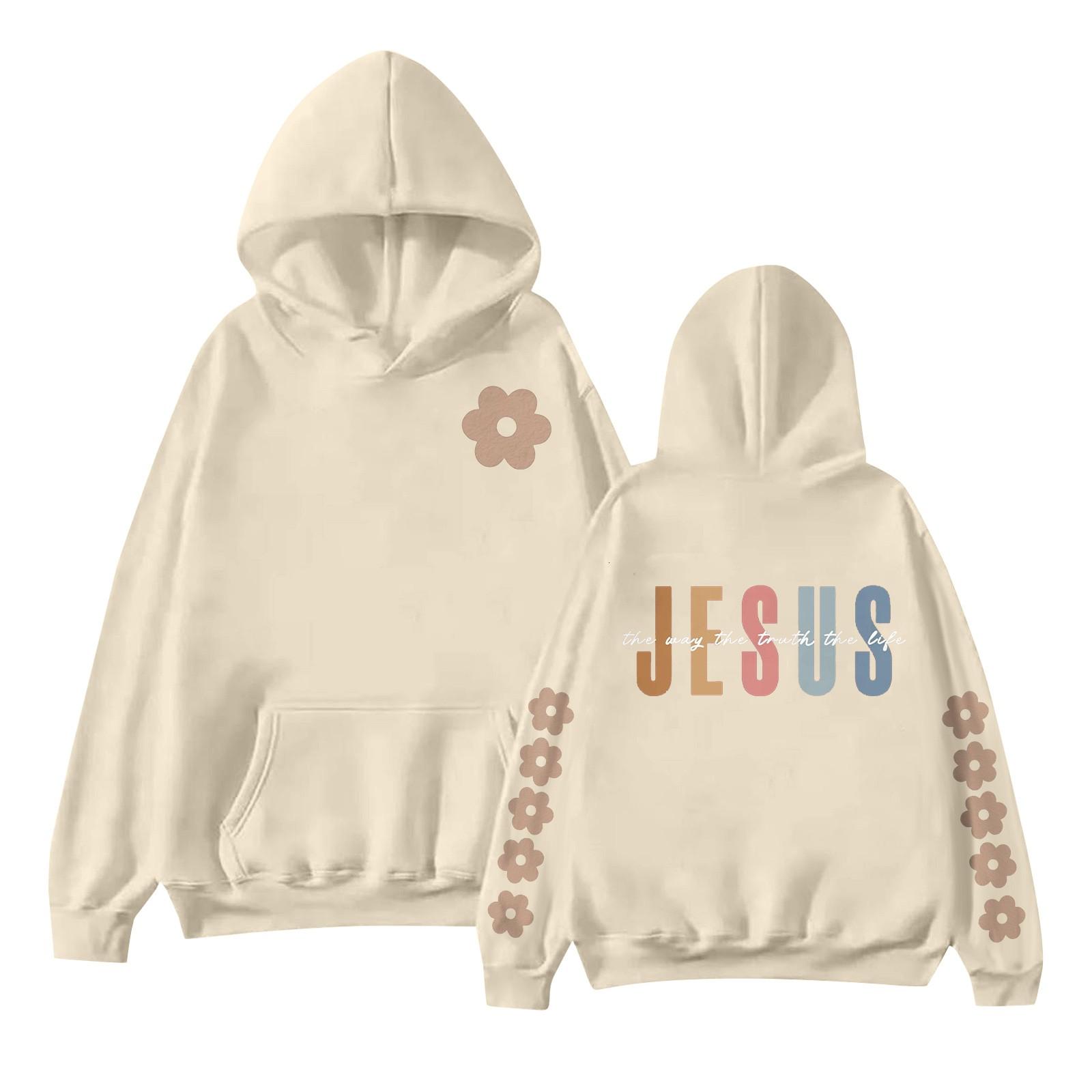 Женская мода с принтом, длинный рукав, свободная толстовка, верхняя часть, осенняя толстовка с капюшоном L бежевый