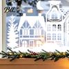 PVC Winter Scene Decorations 2Pcs Christmas Town Static Glass Sticker, Reusable Window Decal with Snowflake Decorative Film for Home Pattern,