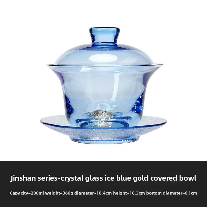 BRGold Plating Crystal Glass Tea Bowl Tea Cup HomeHandmade Crystal Glass Teacup Teabowl Thickened Kung Fu Tea Set Ceremony GiftEY