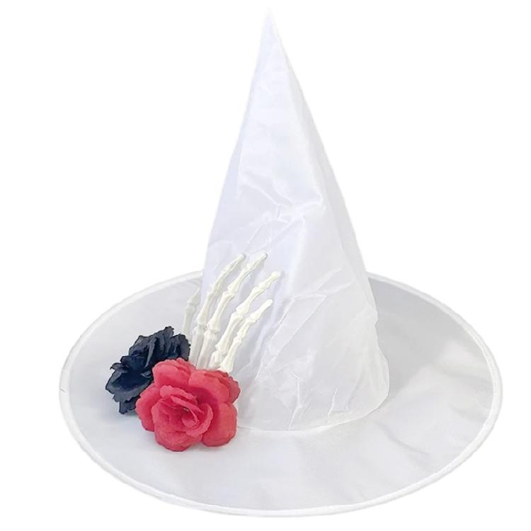 Halloween Witch Hat for Adult Unisex Skeleton Hand Wizard Hat Roleplaying Pointed Hat Theme Party Family Gathering Hat