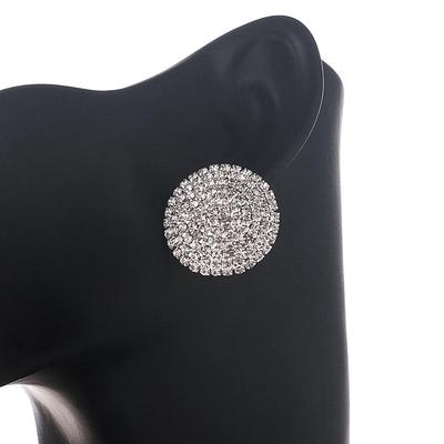 Boucles d'oreilles rondes en cristal brillant pour femmes, bijoux avec strass complets, cadeaux de fête de mariage, à la mode