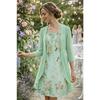 Women's O Neck Floral Print Midi Dress Two Piece Three Quarter Sleeve Chiffon Cardigan Loose Fit Casual Summer Outfit Set