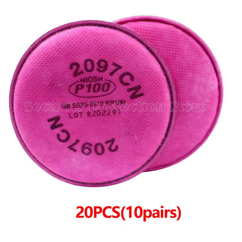 2297/ 2291 P100 Advanced Respirator Filter Based Particulates Nuisance Level Organic Vapor Relief/Mining/Shipbuilding/Abatement 2097-20PCS(10pairs)