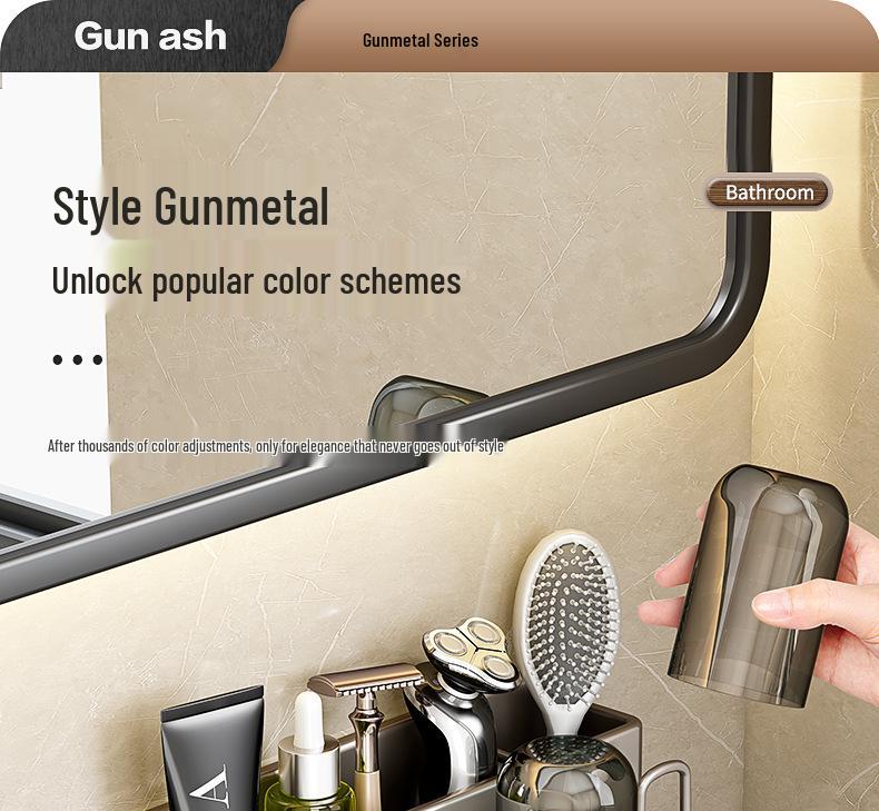 Wall-Mounted Punch-Free Toothbrush and Mouthwash Holder Set