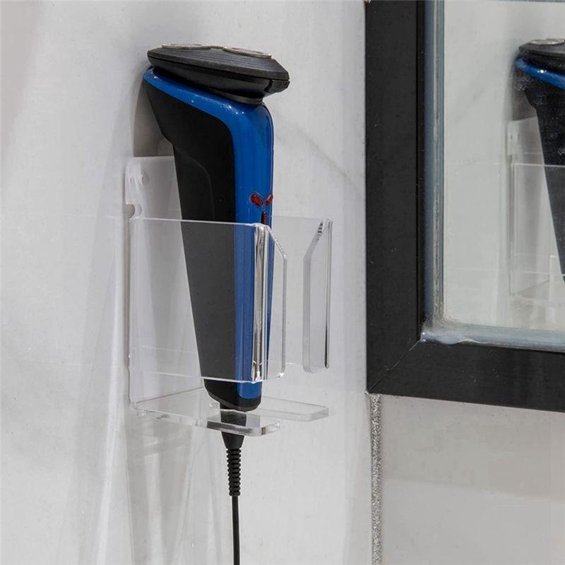 AEE4-Electric Razor Wall Mount Holder Acrylic Shaver Holder Razor Hanger Shaver Organizer B