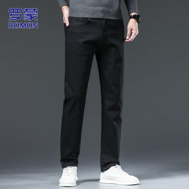 ROMON Men's Slim-Fit Straight Stretch Denim Jeans