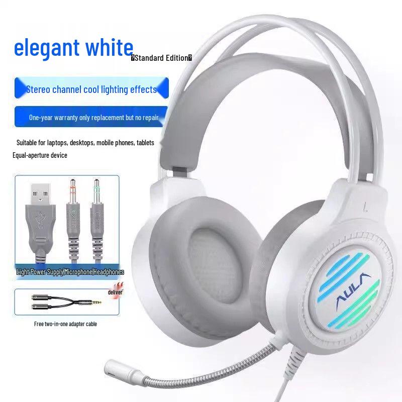 Pink Cat Ear Over-Ear Wired Headphones for Gaming and Esports - Cute Girly Design with Heart Accent.