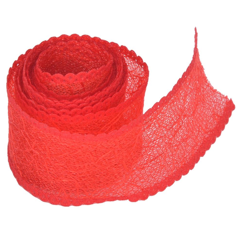 4 Yards Red Printing Polyester Lace Accessories  Gift Wrapping Tape Christmas Tie Ribbon Festival