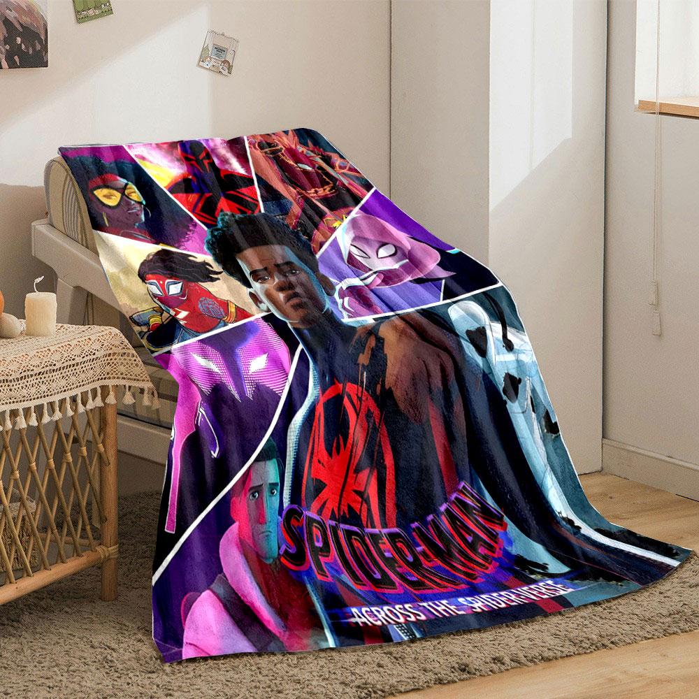 Various Spider-People in unique suits and styles forming a dynamic collage. for all seasons blanket lunch break throw gift