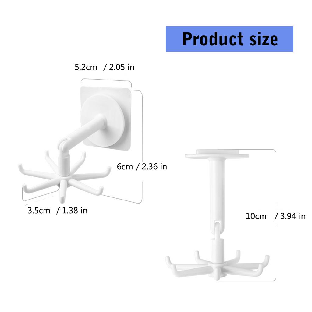 360 Grad Drehbarer Haken Kunststoff 7 Zacken Schwenkhaken zum Aufhängen von Töpfen Handtüchern Schlüsseln Platzsparend Badezimmer Handtuchhaken