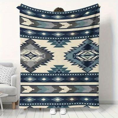 Böhmische Geometrische Print Polyester Flanell Decke - Weich und Perfekt für Alle Jahreszeiten - Perfekt für Bett, Sofa oder Stuhl Dekoration