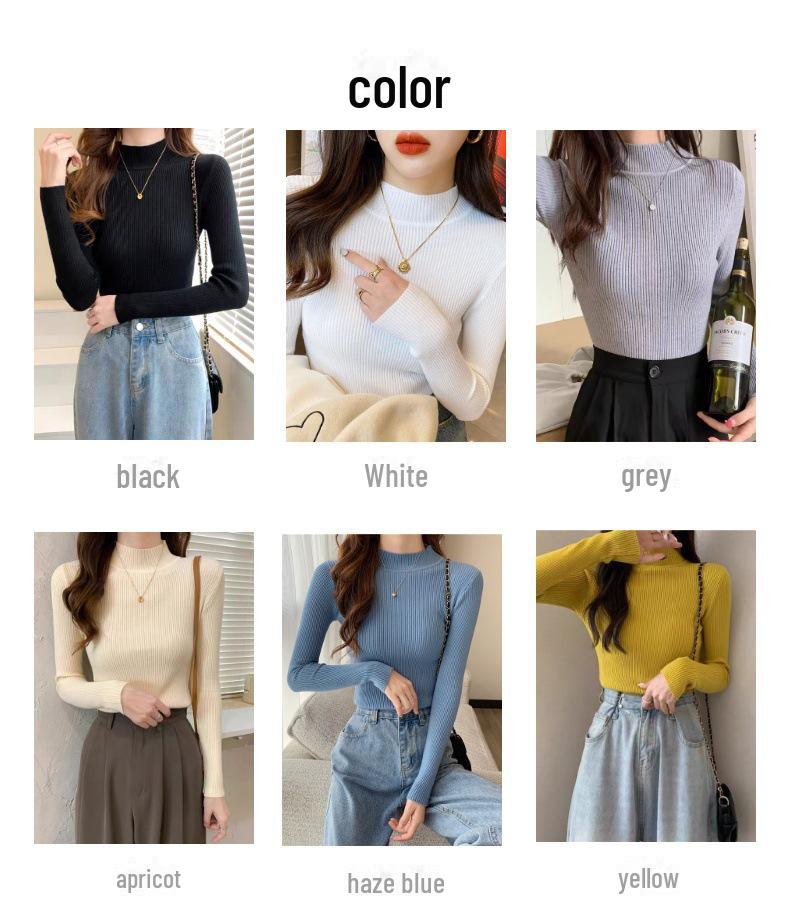 Women's Stylish Slim Fit Knitted Half Turtleneck Sweater - Long Sleeve Autumn/Winter Top