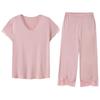 Pajamas women's summer Modal cotton and silk short-sleeved trousers thin summer 1011 new large-size loungewear set