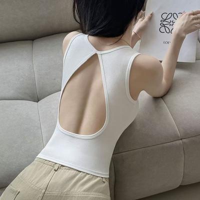 Canotta Snellente con Imbottitura Fissa Integrata Nuova Schiena Svuotata Slim Vest di Alta Gamma in Modal Senza Maniche Indossabile all'Esterno