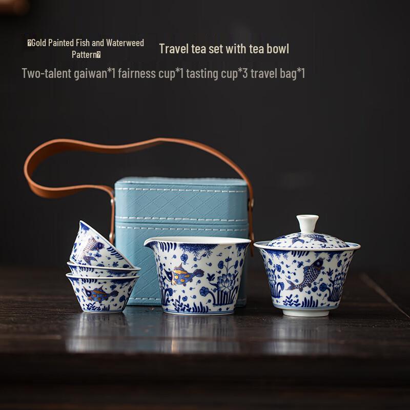 Su s Hand-Painted Blue & White Travel Tea Set