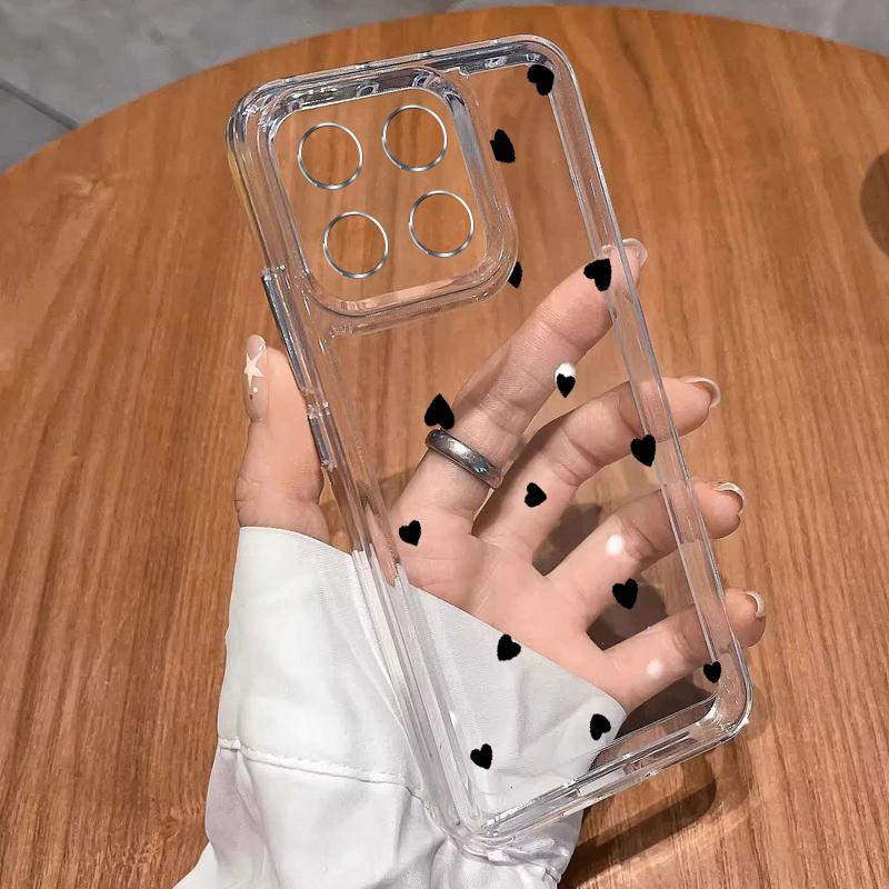 Love Heart Clear Phone Cover For Xiaomi 13T 11T Pro Poco X6 X5 Pro Redmi Note 13 12 11 Pro Shockproof Soft Silicone Slim Case
