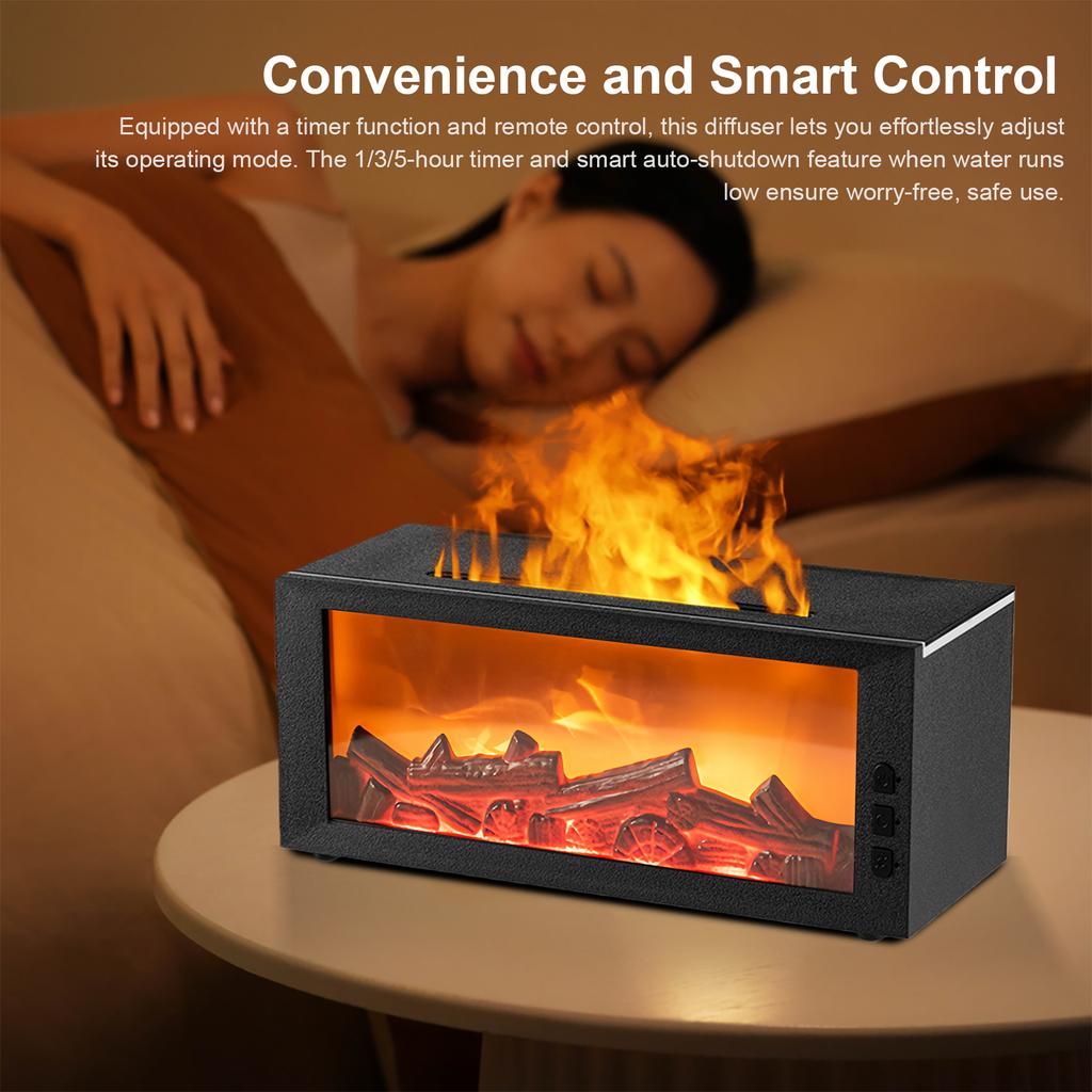 Fireplace Flame Air Diffuser Humidifier 7 Colors Essential Oil Diffuser Aromatherapy Diffuser for Bedroom Living Room Office