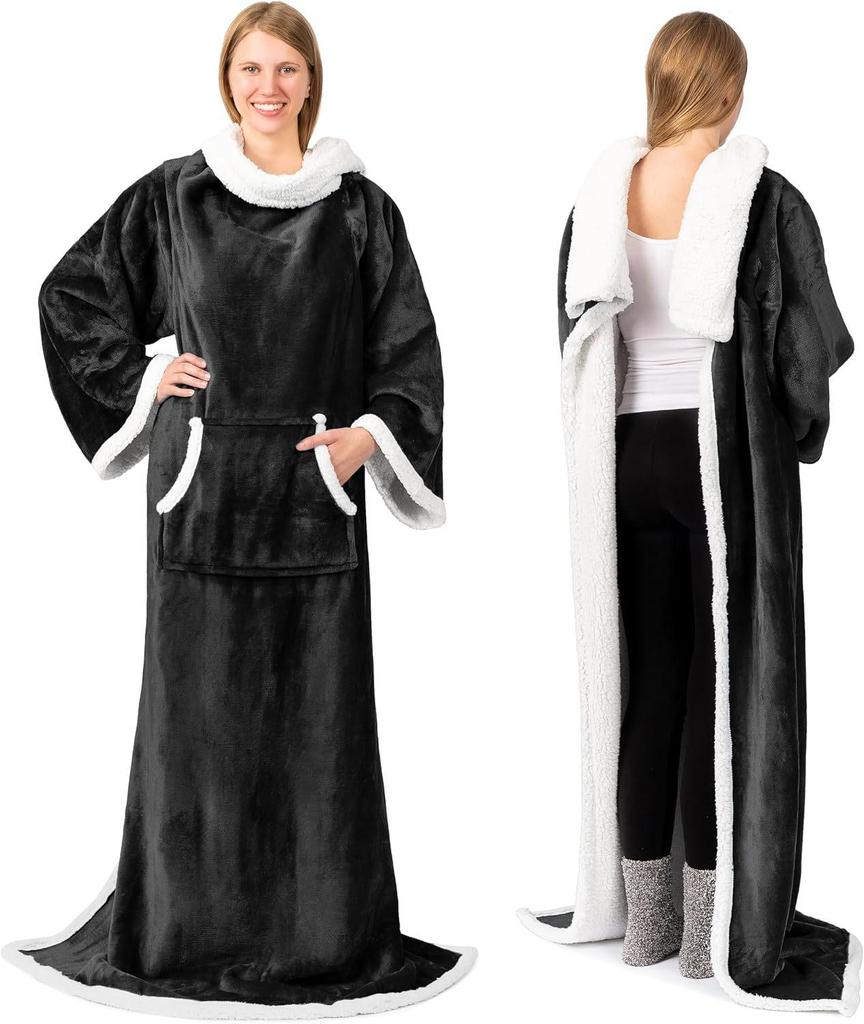 Hooded Super Large Flannel TV Blanket - Wearable, Warm, & Thick Lambswool Cold Protection for Lazy Days