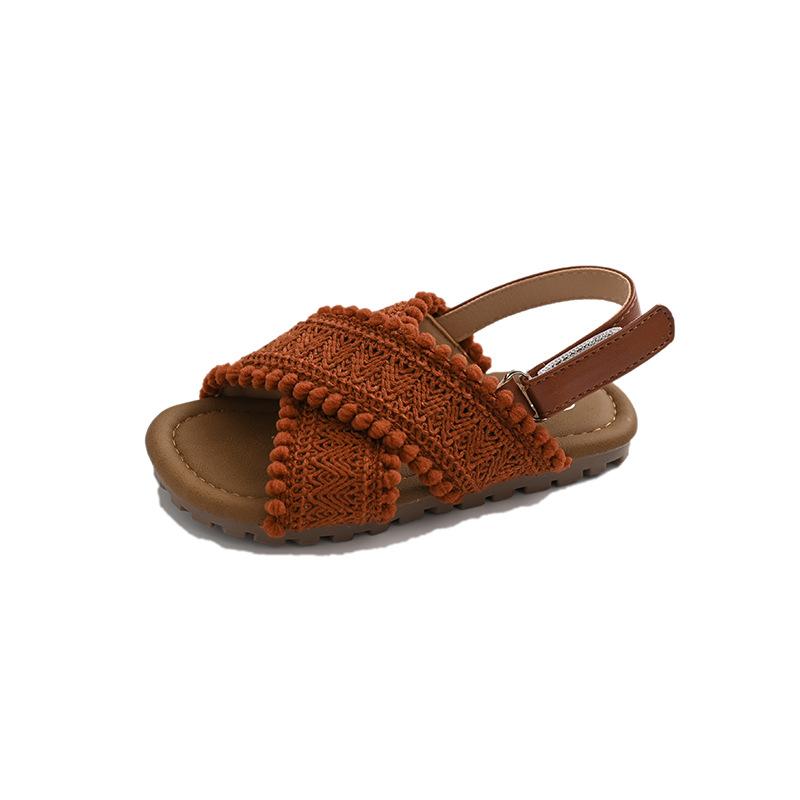 Mädchen Sandalen Weben Retro Ins Trendy Kinder Strandschuhe Koreanischer Stil 2025 Sommer Neu Kinder Freizeitschuhe Slipper Rutschfest
