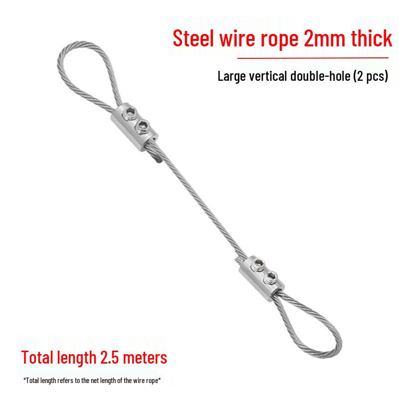 Adjustable 304 Stainless Steel Wire Rope Locking Connector for Lighting Fixtures (1.5~4mm Double Hole, Vertical)