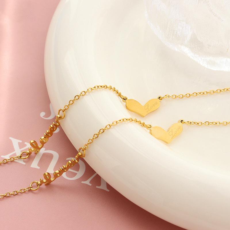 Heart Ankle Simple English Letter Foot Chain Jewelry Girl Friend Stainless Steel Summer Accessories For Fashion Beach New
