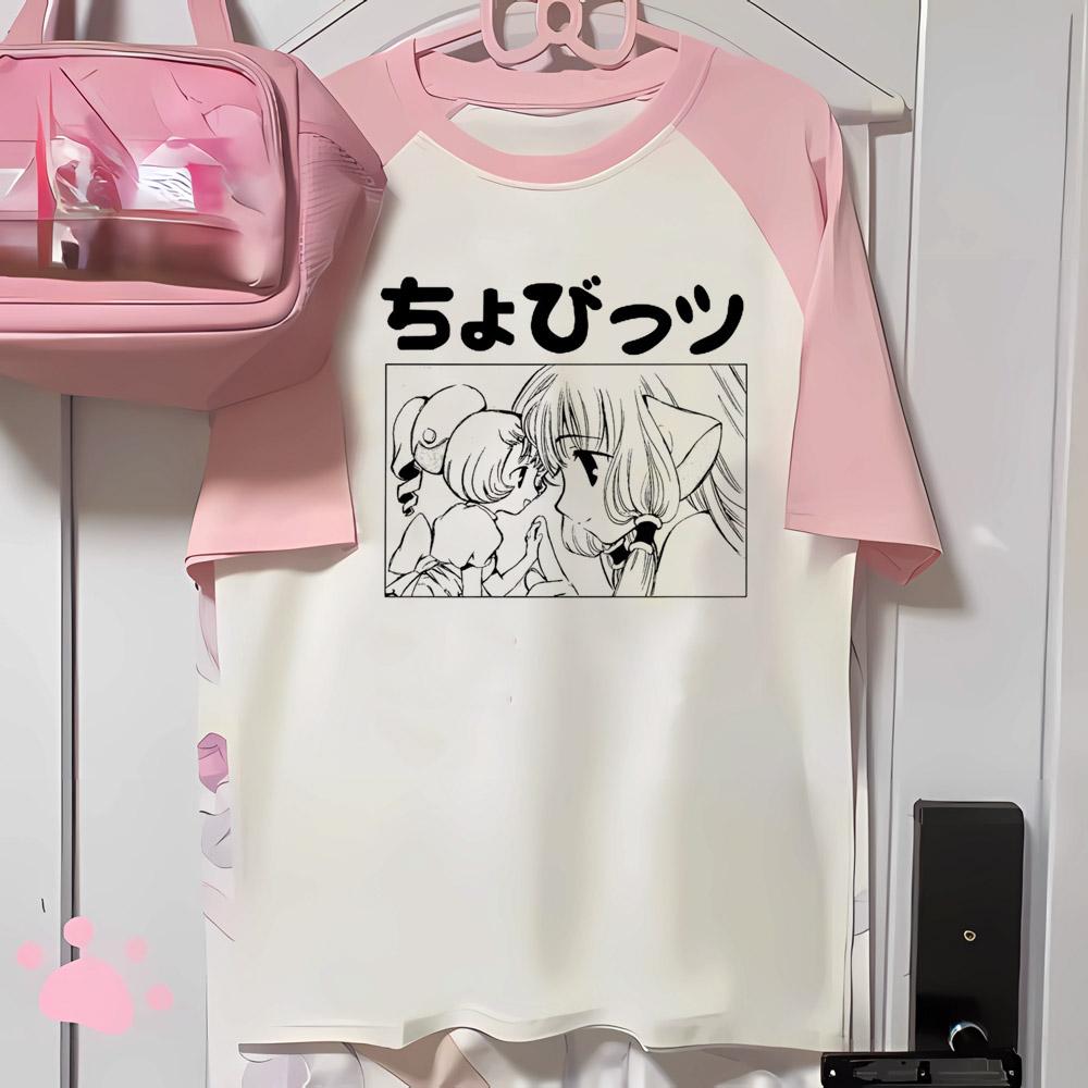 Japanese Anime Chobits T Shirt Women Kawaii Cartoon Vintage Clothes Short Sleeve Aesthetic Top Tees Unisex Female