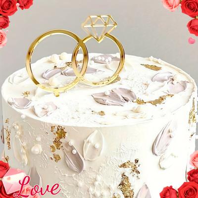 Diamond Ring Cake Toppers Perfect for Decorating Cakes for Weddings, Anniversaries, And Valentine'S Day for Baking And Cake Decoration