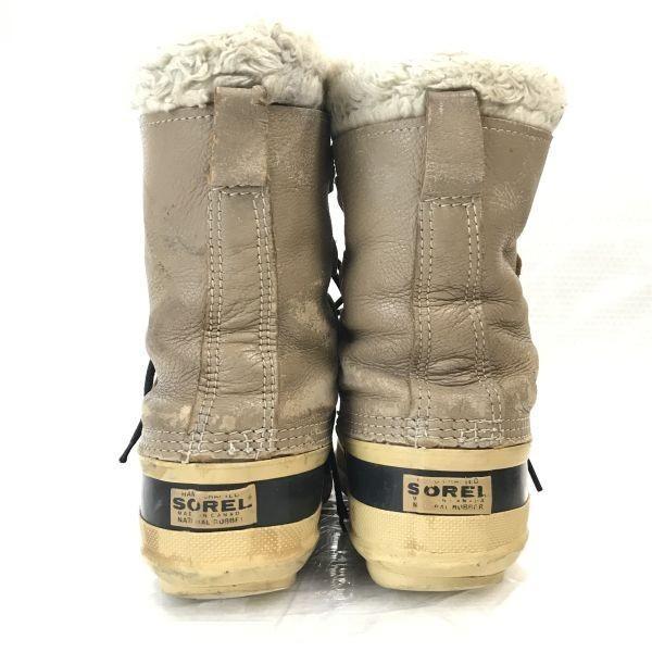 80s-90s Canada Made/SOREL/Leather Snow Boots/24.0-25.0/Brown/With Inner Lining/Waterproof/Caribou(USED)