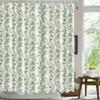 1pc Green Vintage Floral Polyester Shower Curtain - Botanical Farmhouse Bathroom Decor with 12 Hooks, Fabric, Line Dry, All-Se