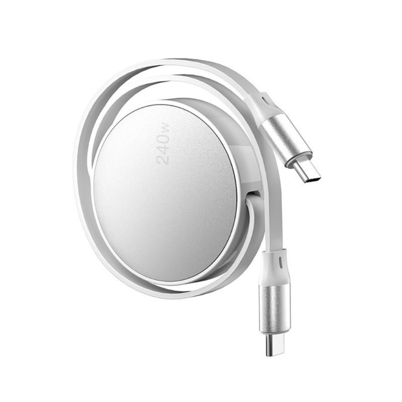 USB Type C Retractable Charging Cable 240W Fast Speed Data Sync Wire Power Cord with Wide Compatibility