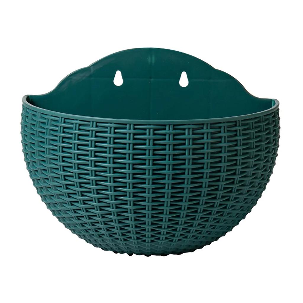 Imitation Rattan Wall-mounted Semi-circular Flower Basket No-punching Outdoor Garden Balcony Hydroponic Flower Pots Home Decor