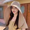 Large Brim Full Face Sun Protection Hat With Neck Shawl UV Protection Adjustable Summer Hat For Women Outdoor Beach Travel