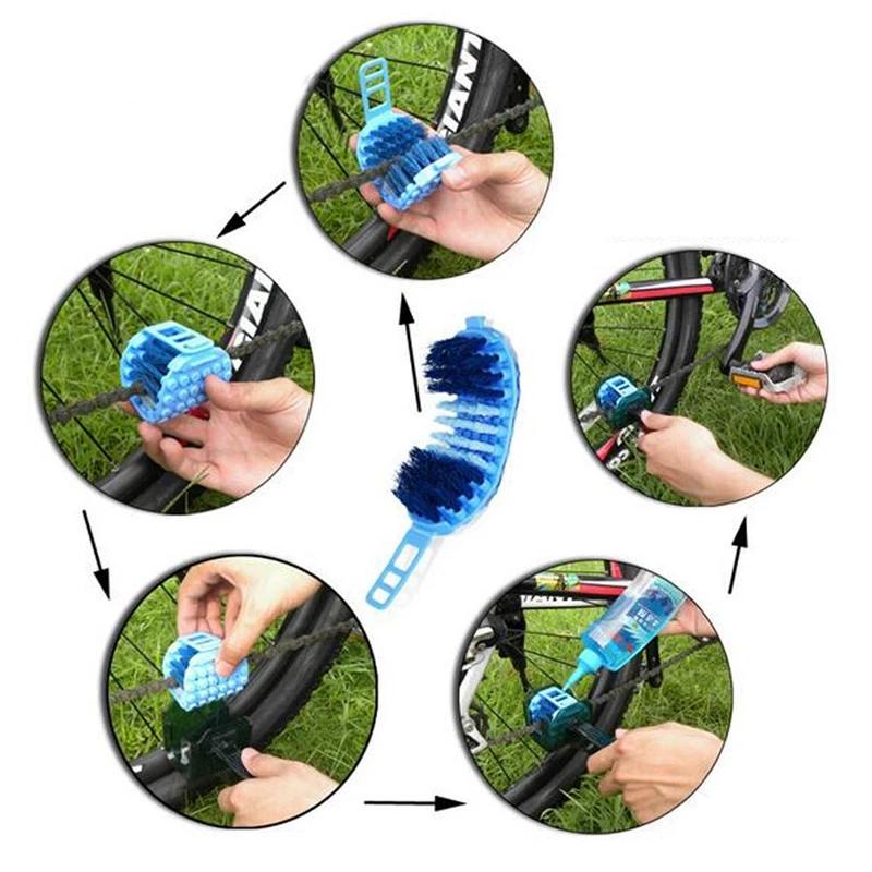 Ciclism Bicicletă Curățător de lanțuri de biciclete Set de instrumente multifuncționale Kit de spălare pentru volantă Curățare Casete Instrumente de curățare Perii Cutie de curățat