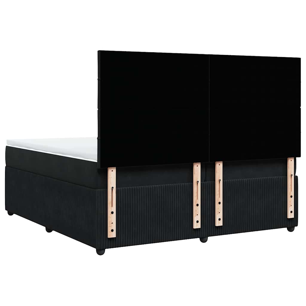 Box Spring Bed with Mattress Black 200x200 cm Velvet