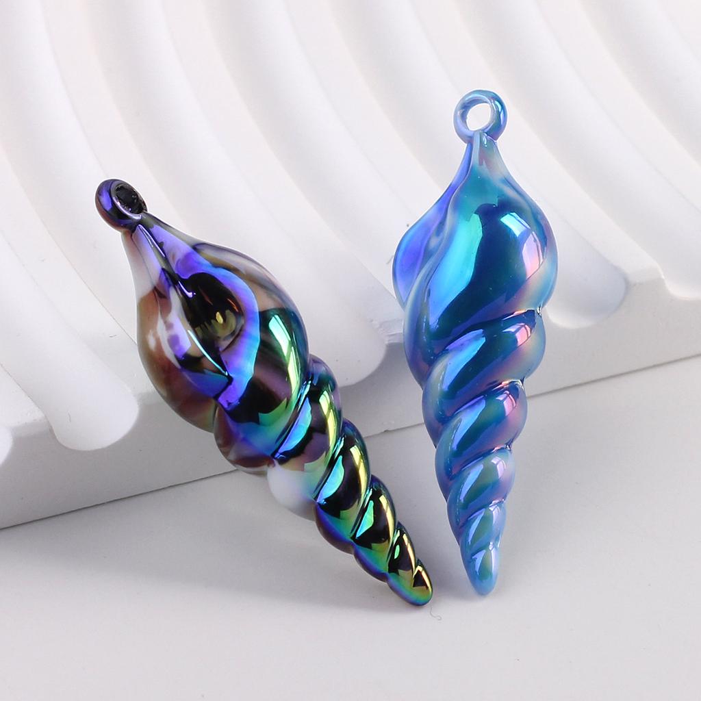 5pcs/lot 47x15mm Iridescent Acrylic Large Conch Charms Ocean Shell Pendant DIY Jewelry Making Necklace Keychain Accessories