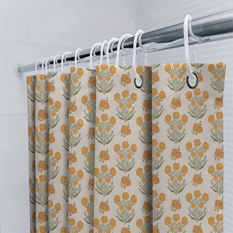Floral Shower Curtain Botanical Flower Pattern Bathroom Decor Vintage Nature Spring Blossom Home Textile Farmhouse Style