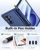 Phone Case with Included S Pen, Magnetic Ring and Hinge Protection, Hard Shell for Galaxy Z Fold 8 Ultra-Blue