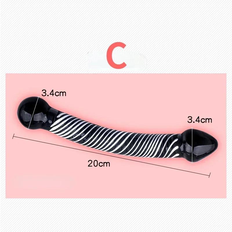 Black Crystal Glass Toys Dildo Anal Plug Gay Sex Toys Double Anal Beads For Men/Women Vaginal Anal Dilation Butt Plug