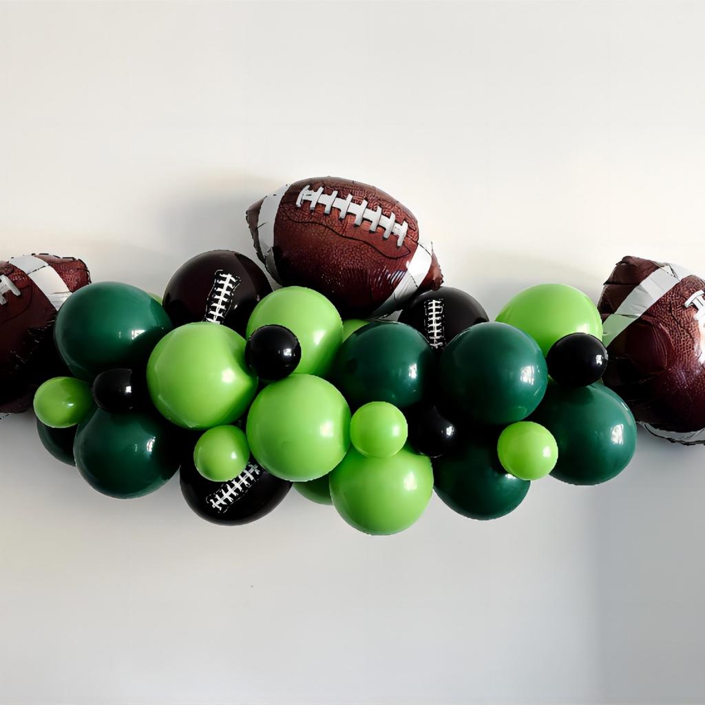 Matte Green Balloons Garland Rugby Boy Birthday Decoration Tan Brown Caramel Balloon Arch Party Supplies Rugby Globos