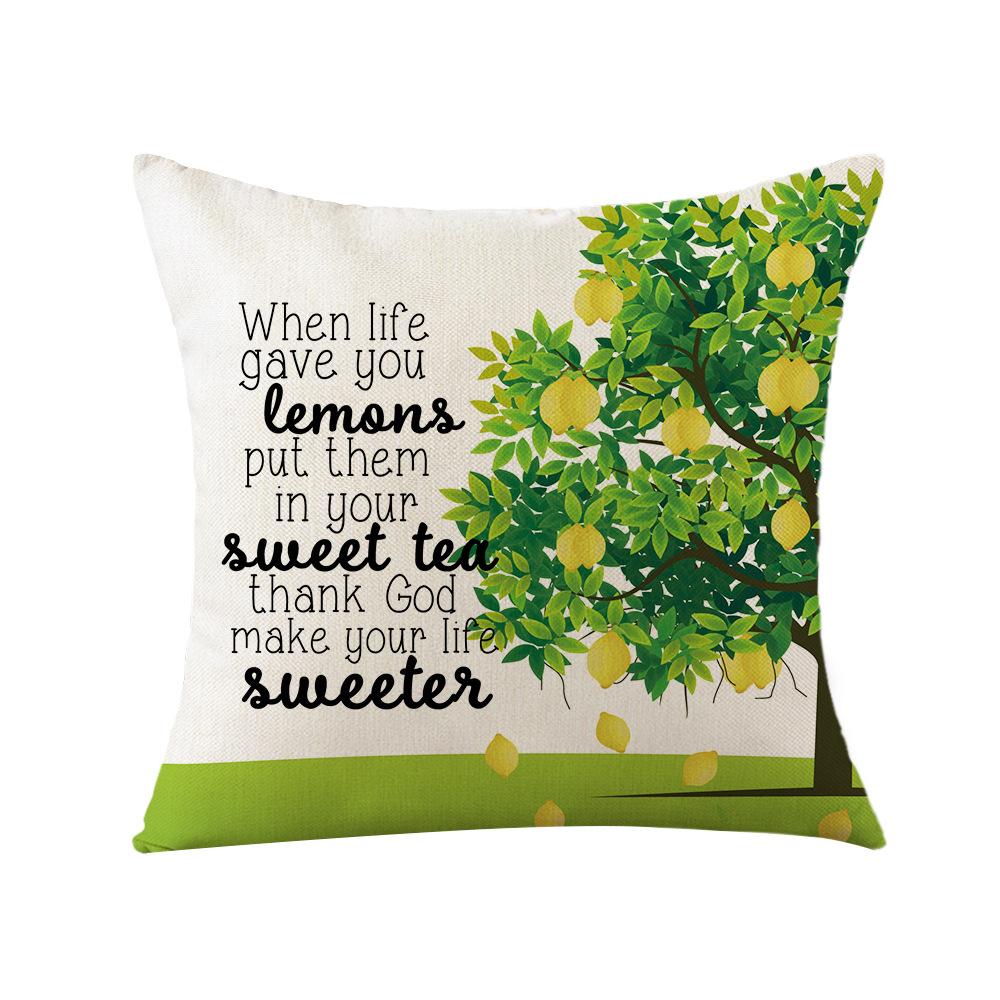 Lemon Print Pillow Cover Nordic Polyester Cartoon Print Home Cushion Cover Living Room Cushion Cover