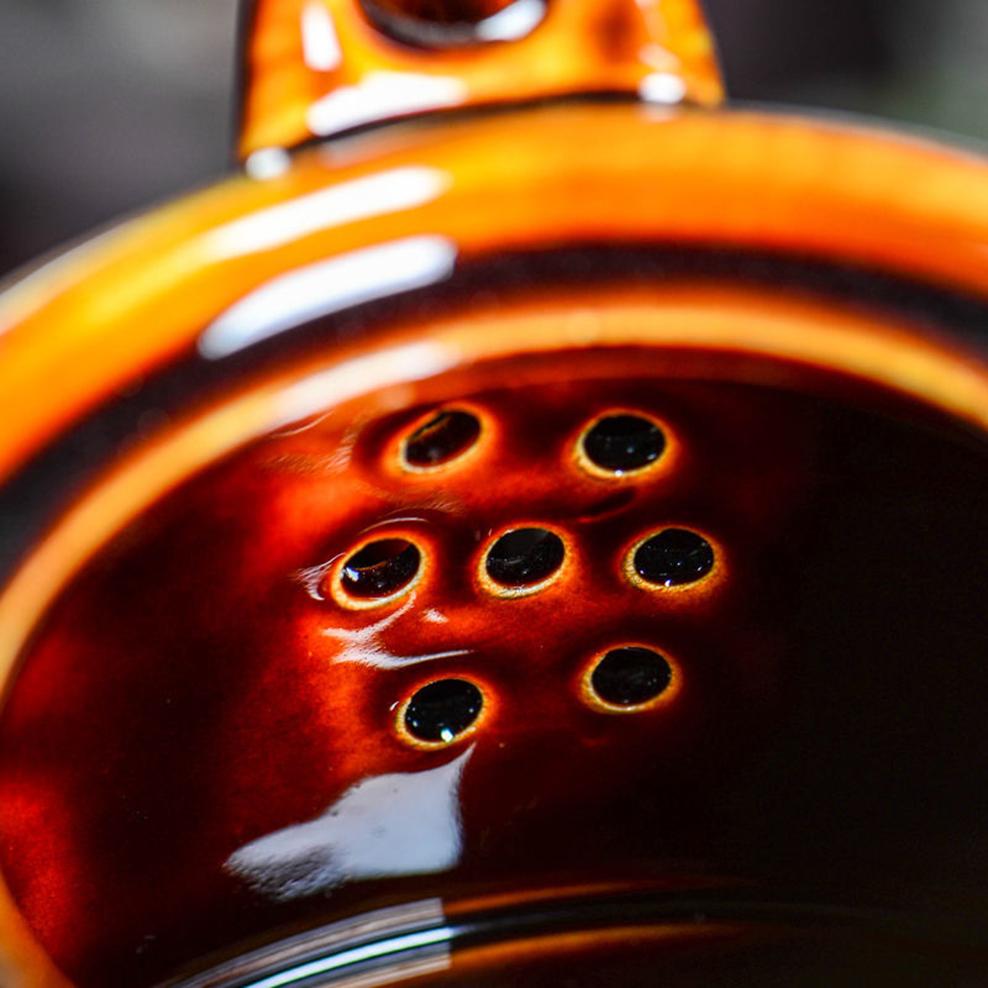 Kiln Discoloration Ceramic Teapot, Large Handle Tea Kettle with Filter Holes, Brewing Tea Pot for Home, Ceramic Tea Set, 900ml