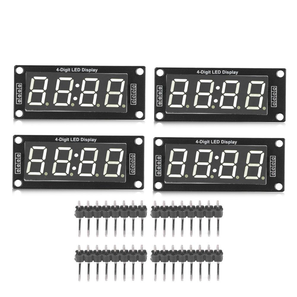 4 Sets 0.56in 4 Digit Digital Tube LED Display TM1637 7 Segments LED Display Board Multi-Color Options Includes 4 Pin Headers