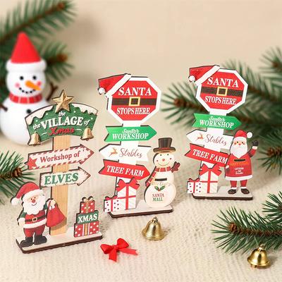 Wooden Xmas Ornaments Santa Claus Snowman Christmas Home Decoration New Year Desktop Decor Navidad