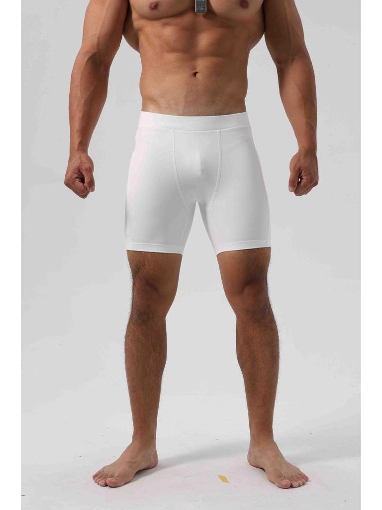 Men's Super Elastic Three-Quarter Ice Silk Tights with Pockets