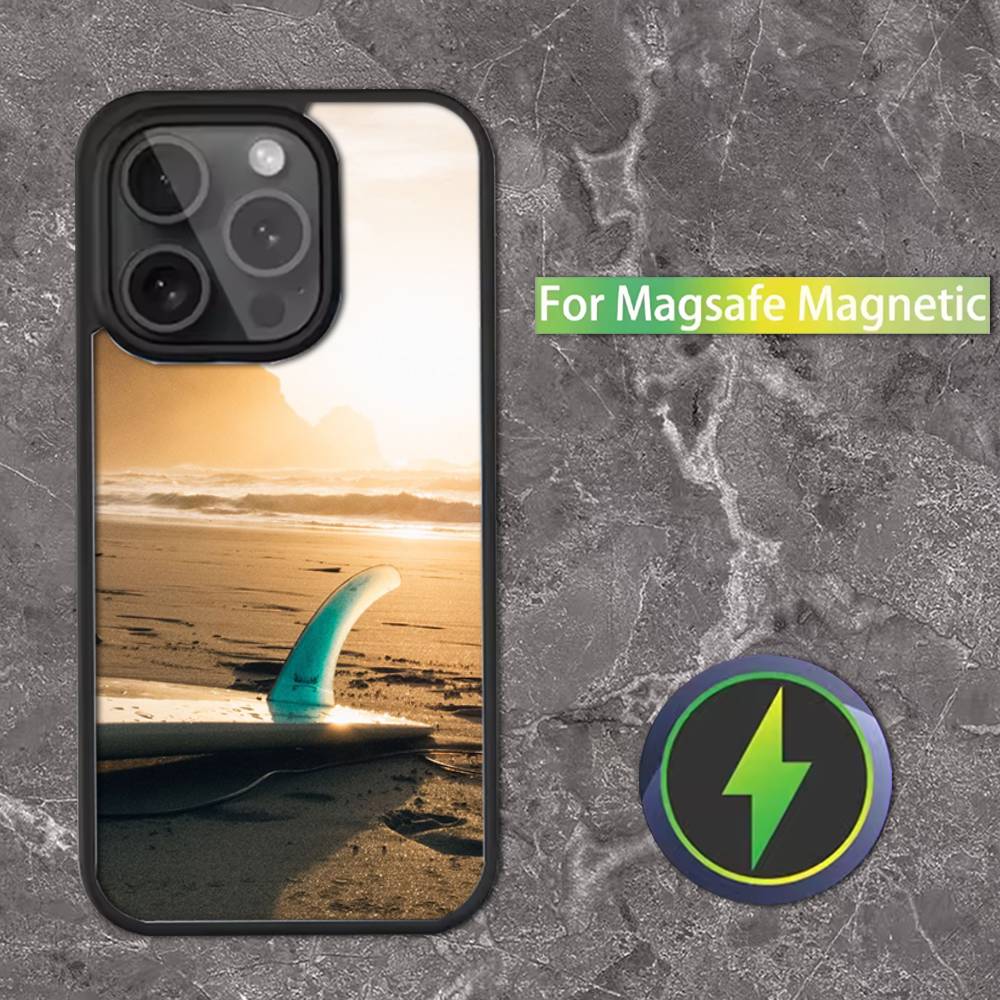 Surfboard Sea Phone Case For iPhone 16,15,14,13,12,11,Pro,Max,Plus,Mini,SE Magsafe Magnetic Wireless Charging